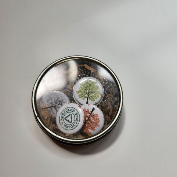 Recycled Magnetic Tree Pendant Locket Necklace Set Handmade Eco Friendly Nature - Picture 7 of 10